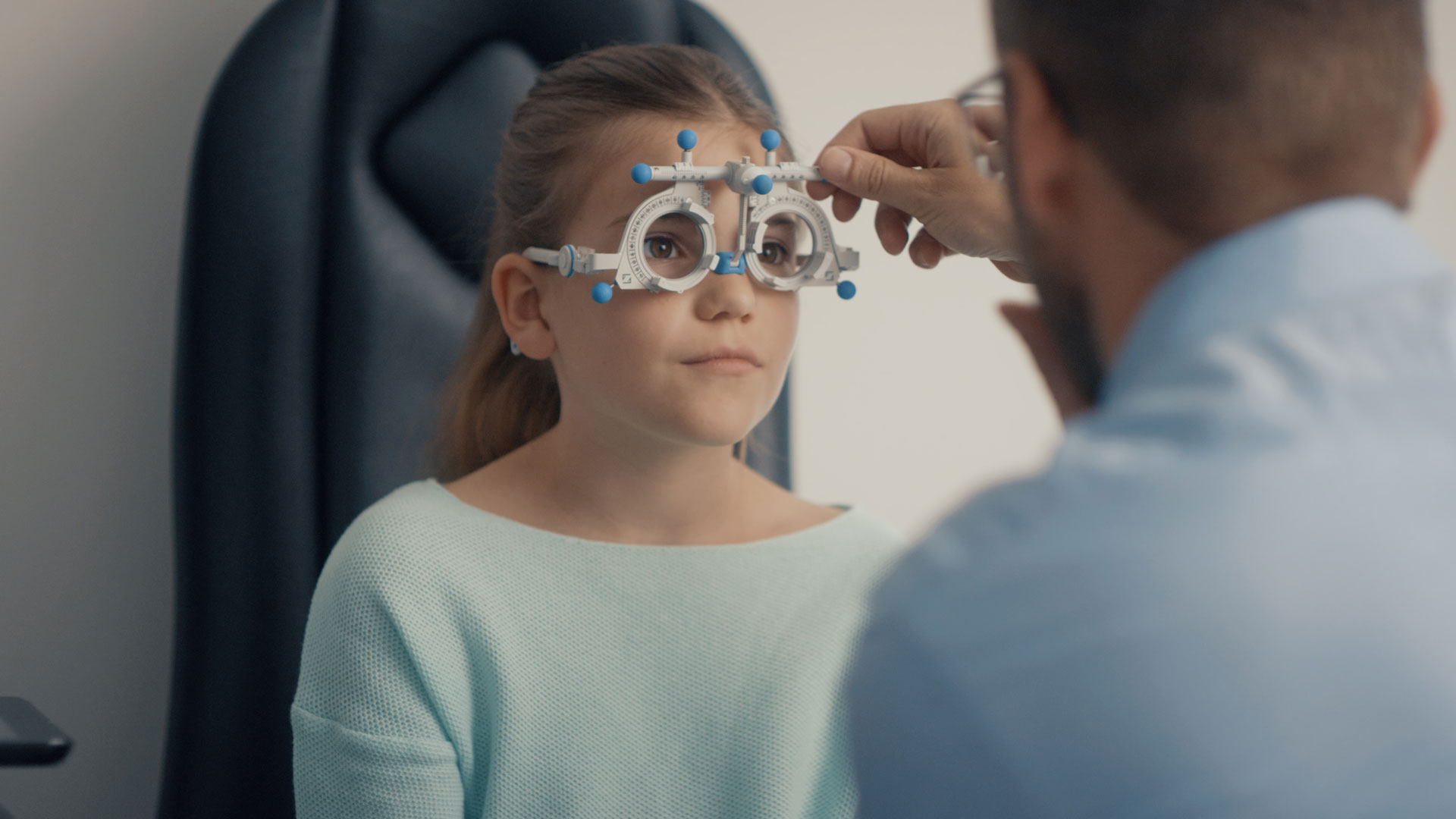 A child at a vision screening