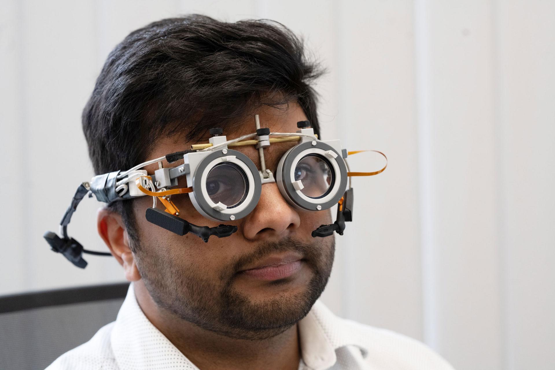 Male scientist with research glasses