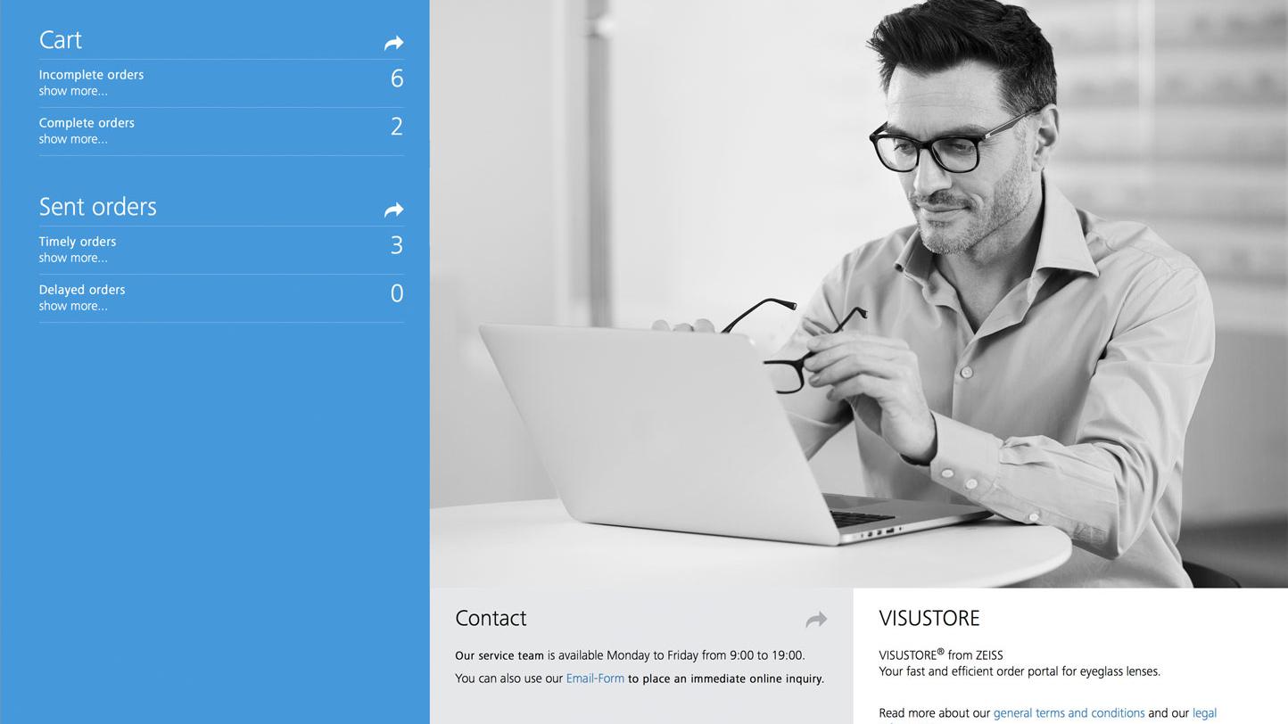 ZEISS VISUSTORE - start screen