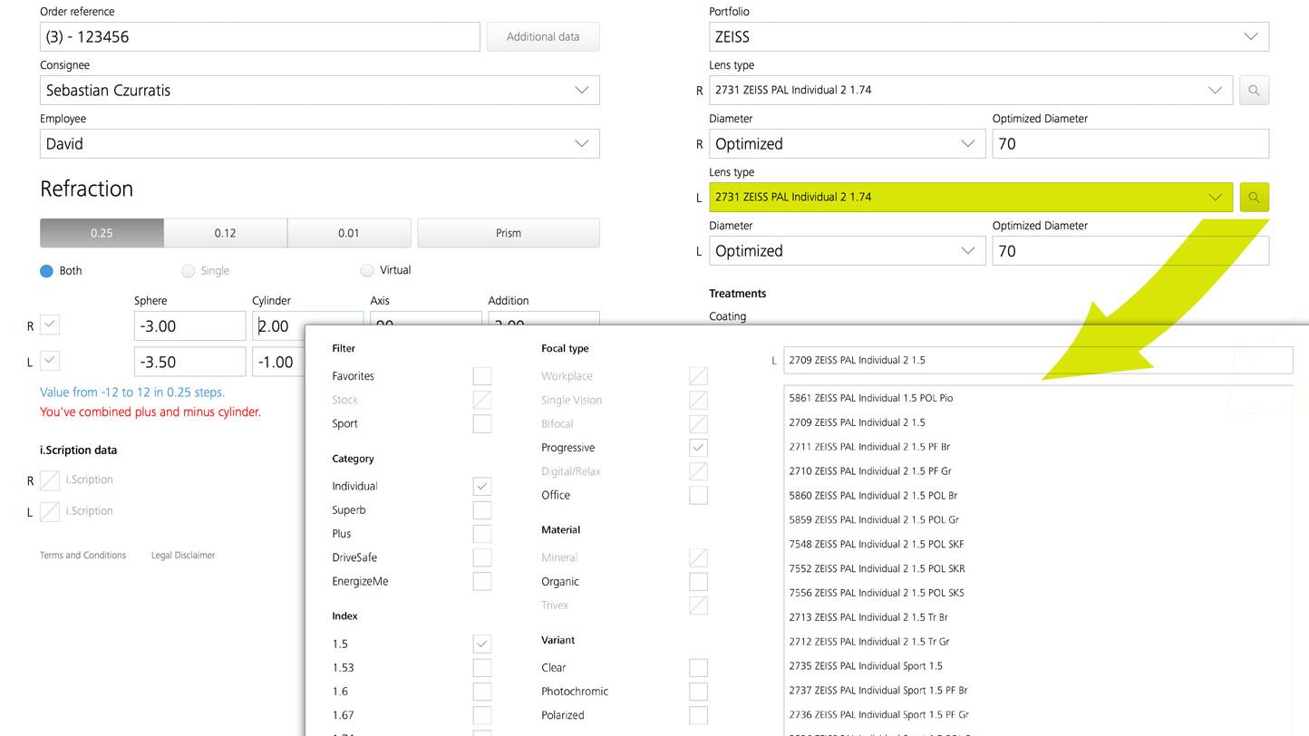 ZEISS VISUSTORE - customer data