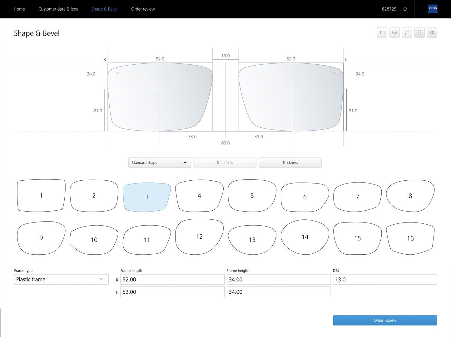 ZEISS VISUSTORE - shape and bevel