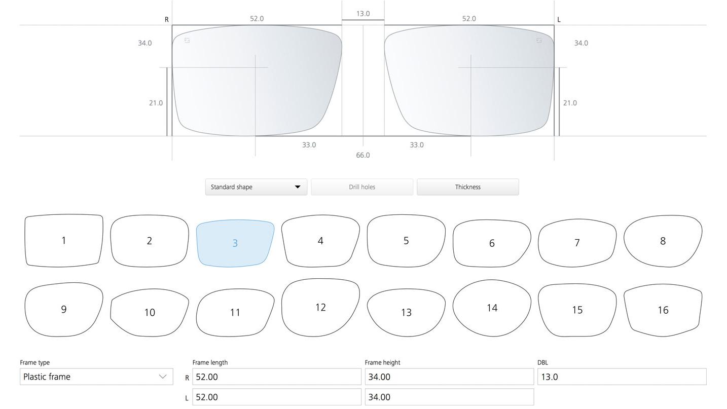 ZEISS VISUSTORE - shape and bevel