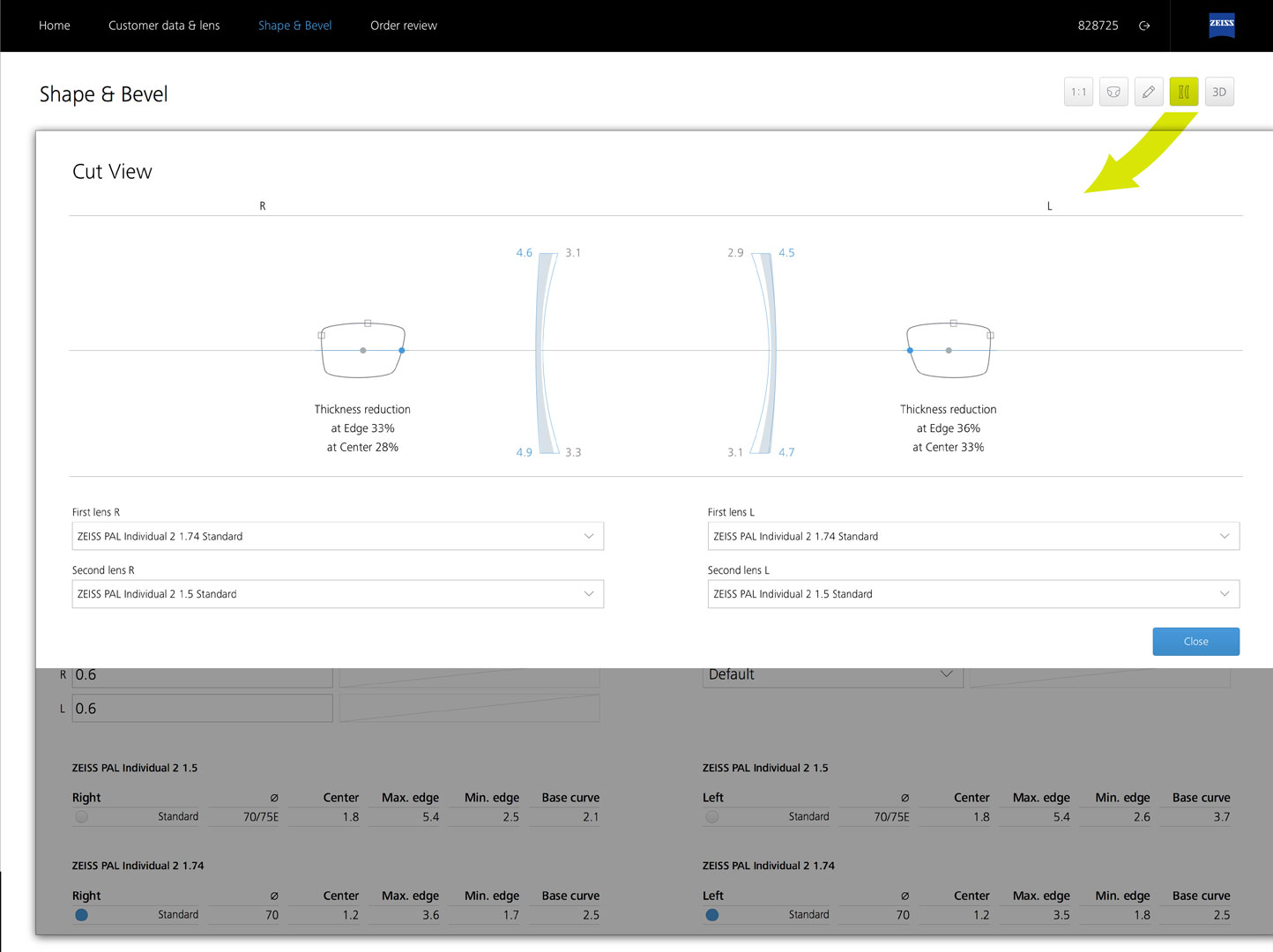 ZEISS VISUSTORE - cut view