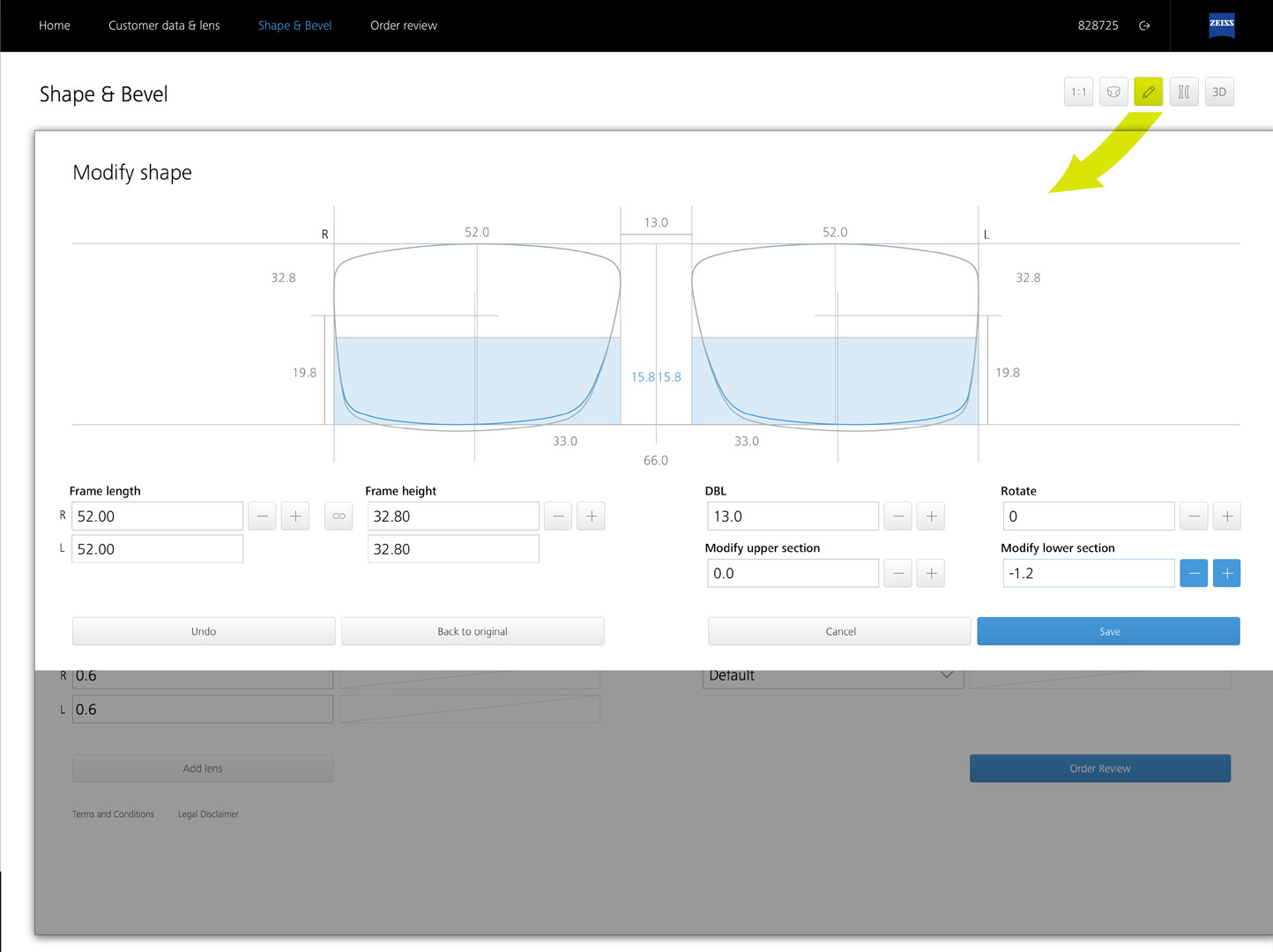 ZEISS VISUSTORE - modify shape