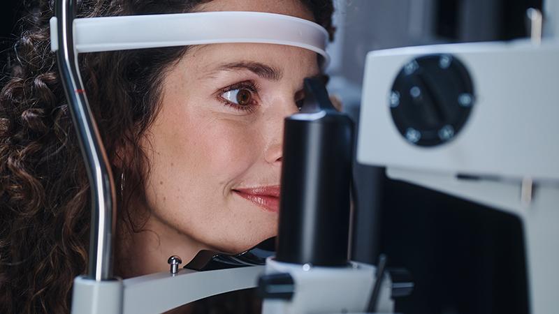 A patient undergoing an eye health check