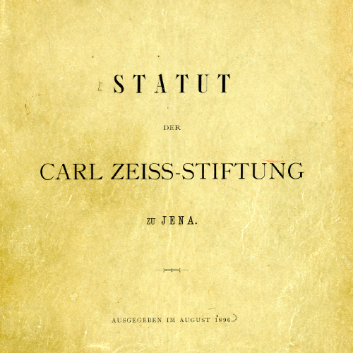 Une image des statuts de la fondation Carl Zeiss. 