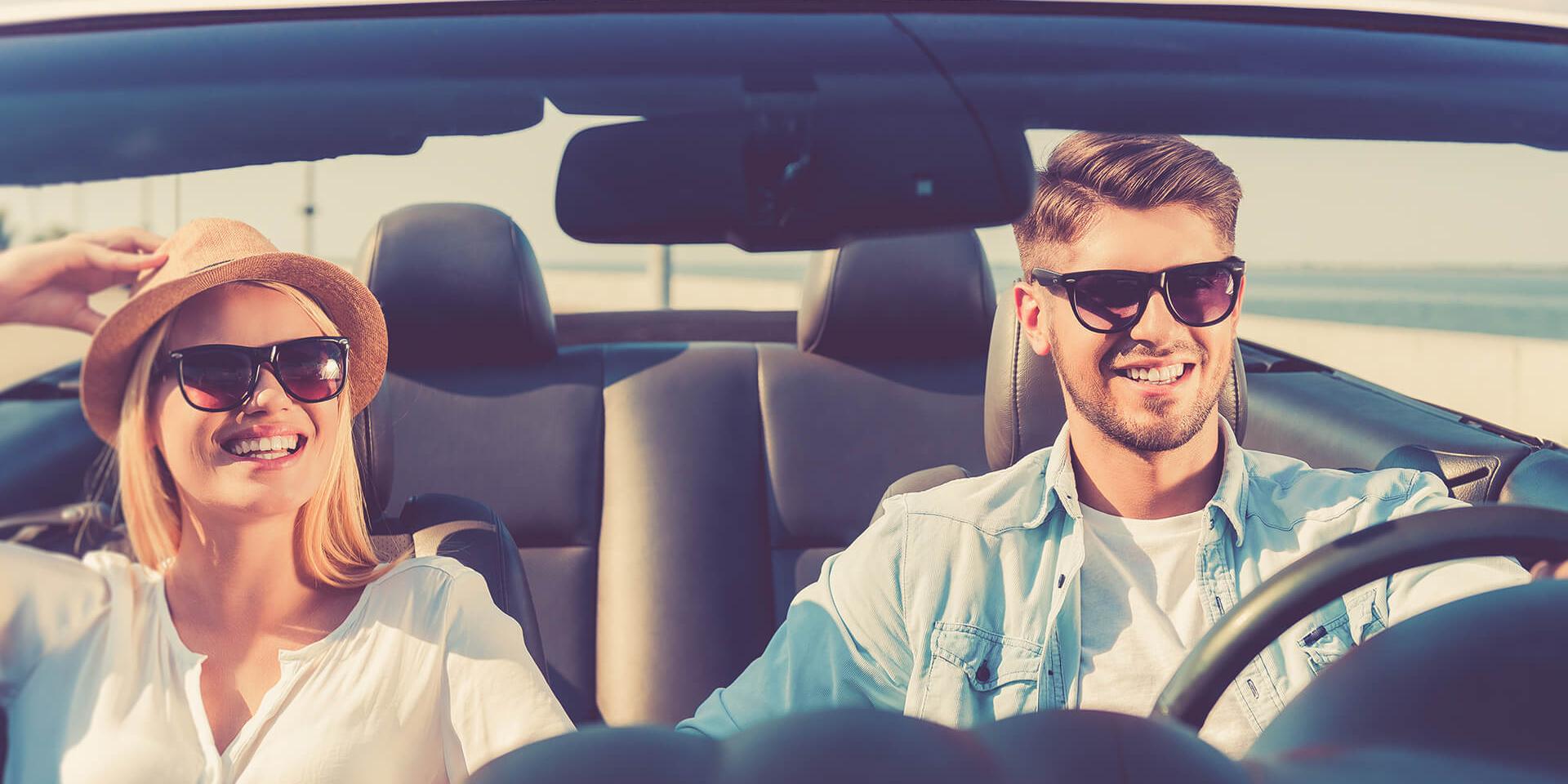 rear view of confident young stylish man in sunglasses driving his car -  Stock Image - Everypixel