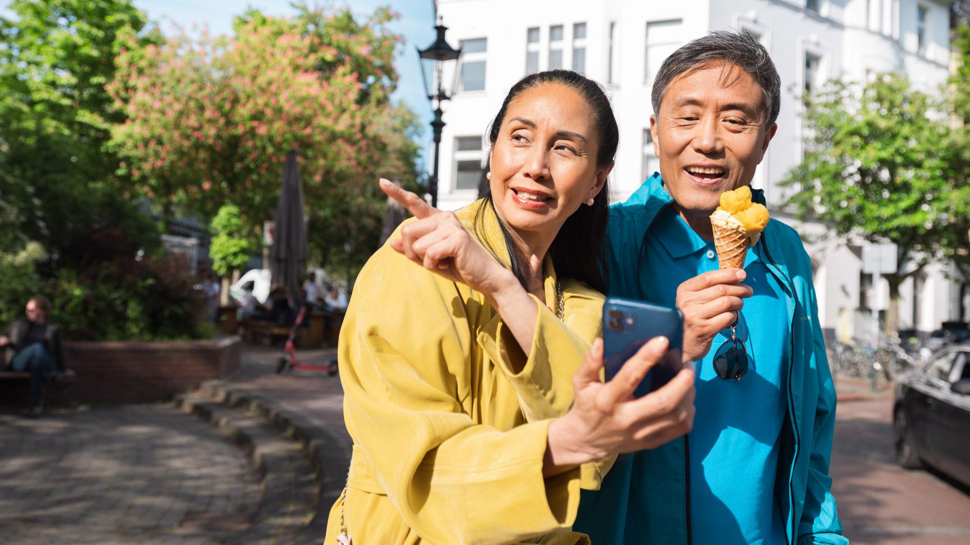 A couple enjoying good vision after cataract surgery.