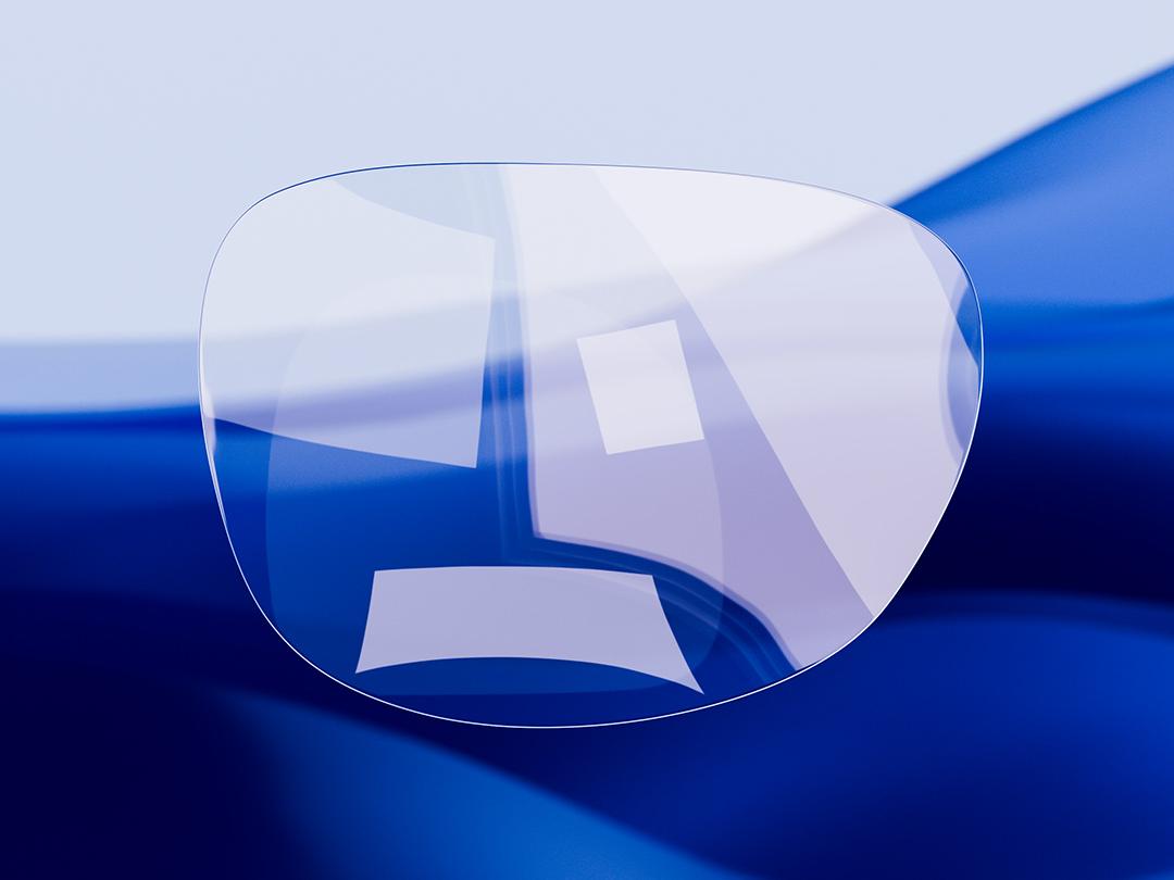 Split image showcasing a ZEISS lens on one half, characterized by its clarity and cleanliness, while the other half displays a strongly reflective conventional eyeglass lens, highlighting the contrast in optical quality.