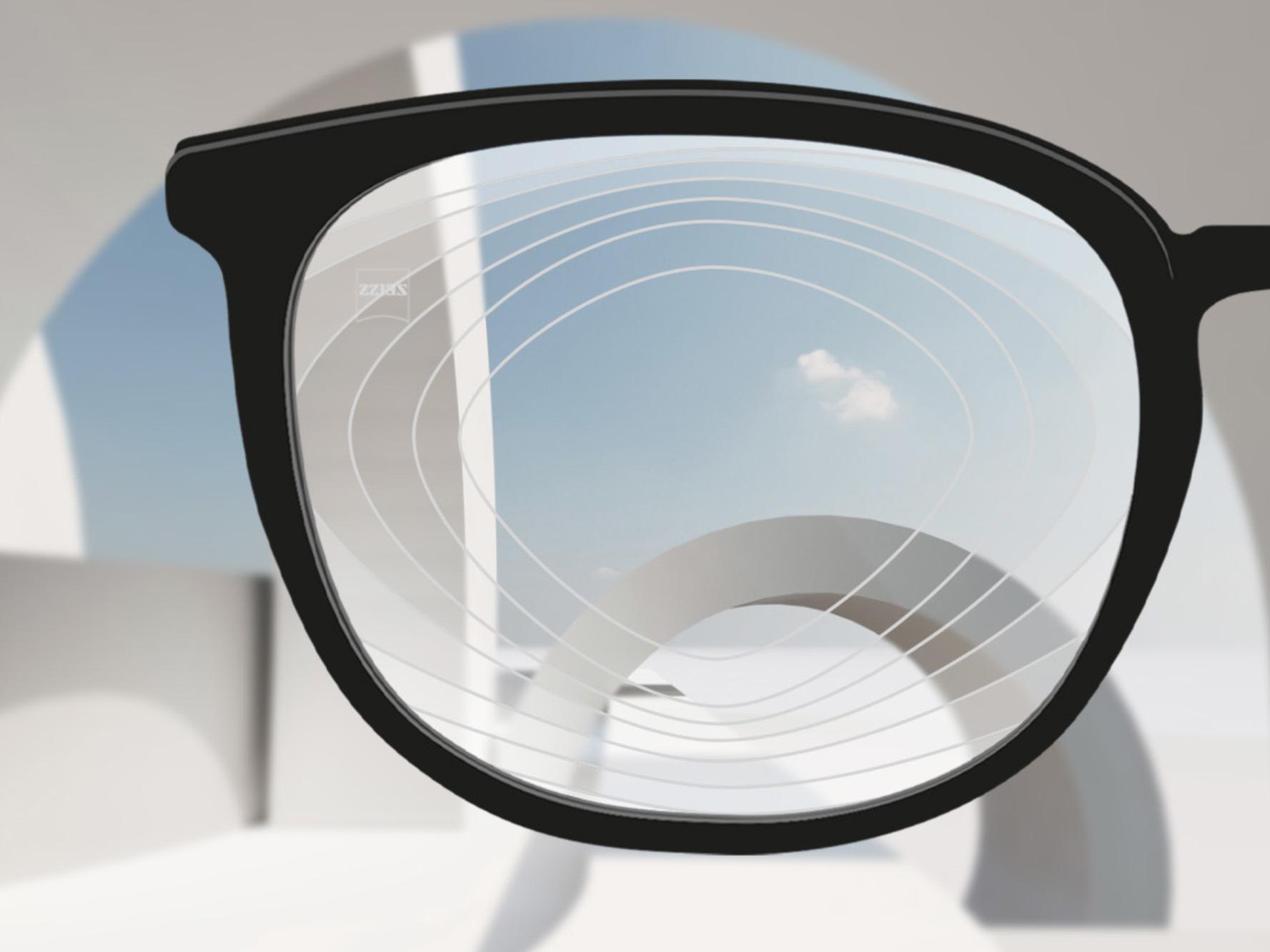 Schematic Illustration of a large central zone optimised to provide clear vision for straight ahead and inferior gaze; the peripheral zone reduces defocus at the periphery of the eye and incorporates features to slow down the progression of myopia.
