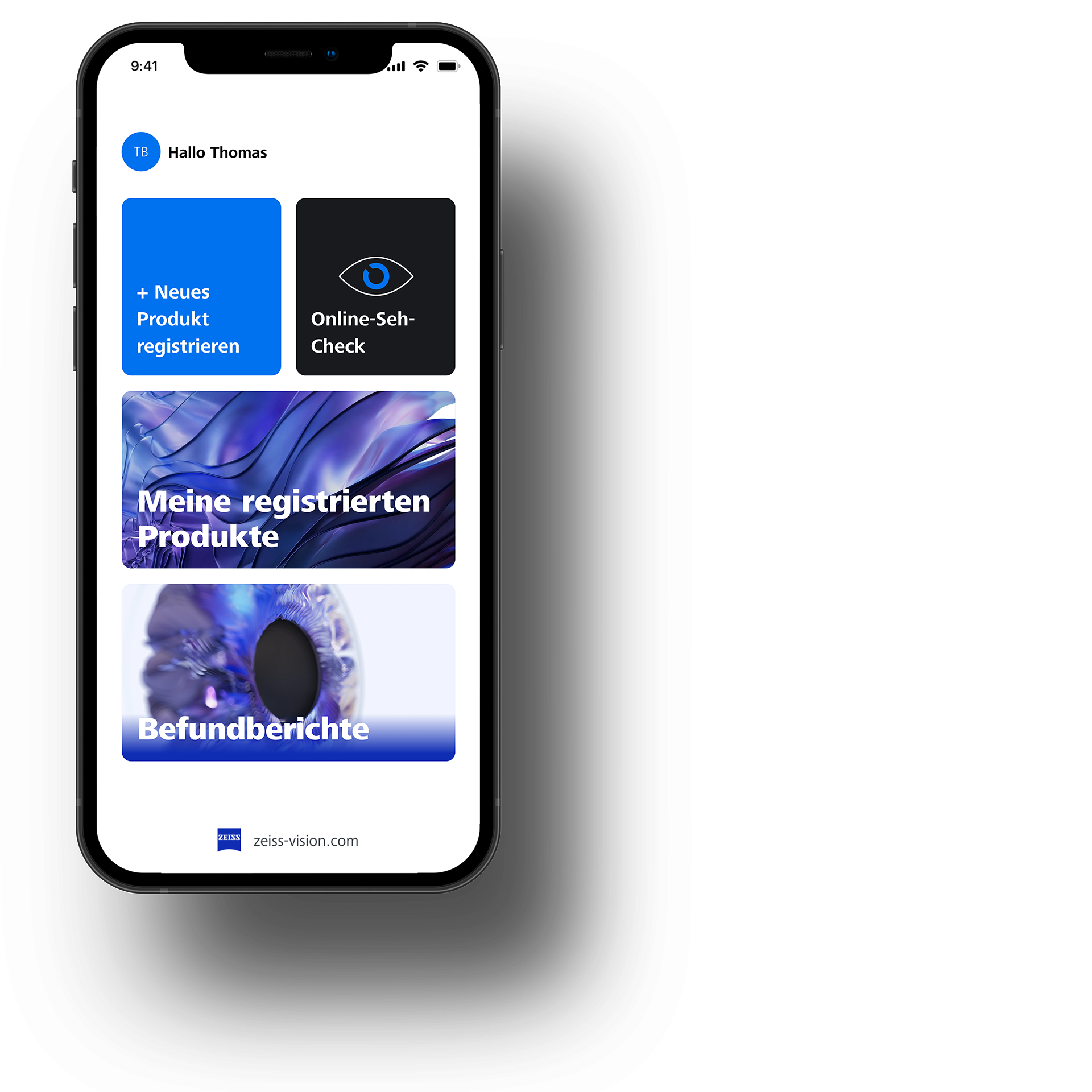 Smartphone-Display mit MyZeiss Vision.
