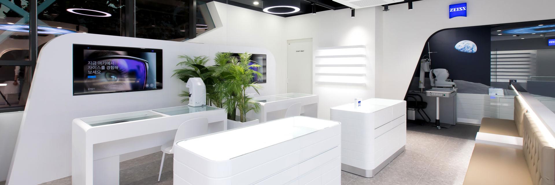 Interior view of the Zeiss Vision Center in Seoul Gangnam