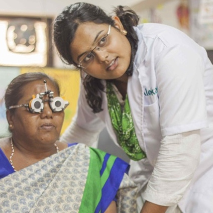Aloka vision programme woman is testing glasses