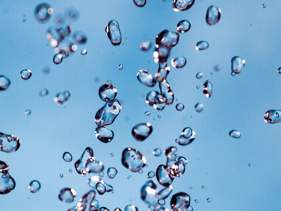 An image of air bubbles in the water. 