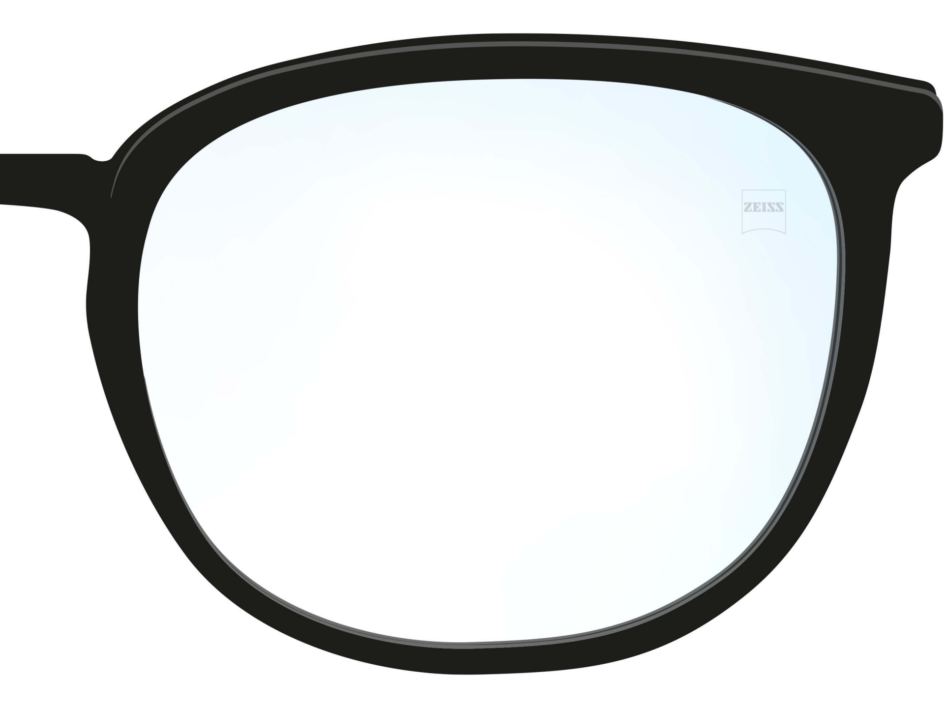 Abbildung eines Brillenglases ohne Sehstärke. 