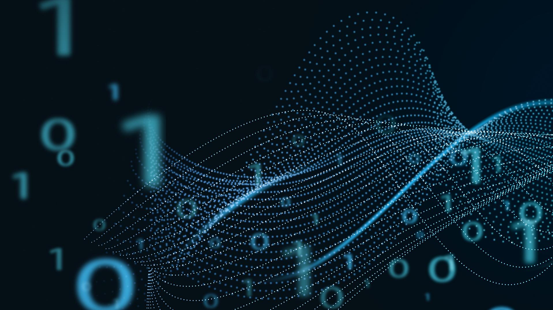 Abstract technology background, big data, data network, digital technology with binary computer code  