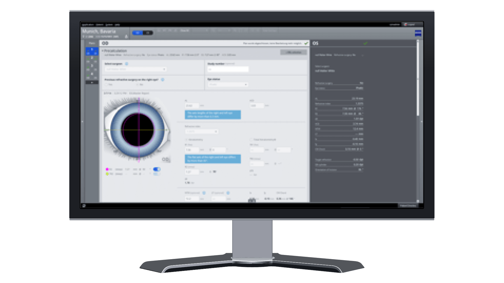 Desktop showing software for ophthalmologists. 